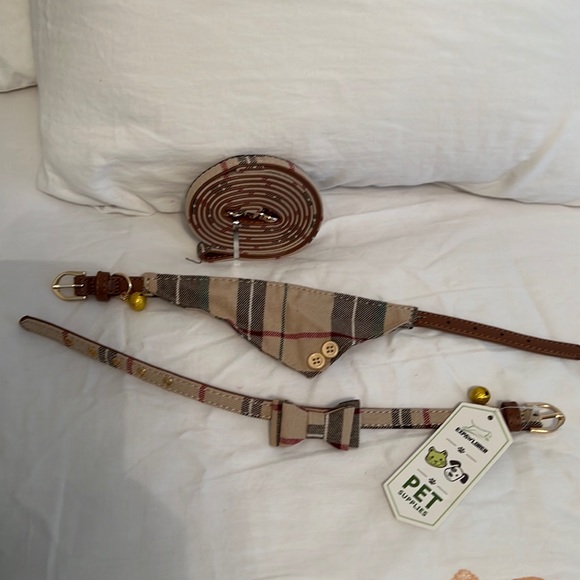 Bow Tie Dog Collar and Leash, 3 pcs Dog size S/M